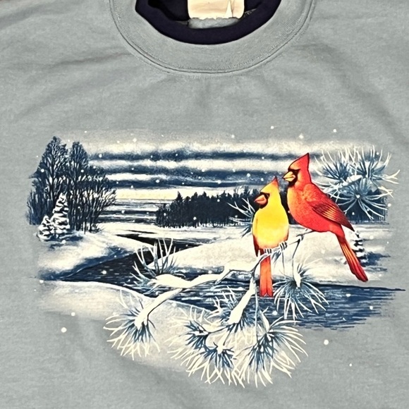 Vintage 90s Cardinals Bird Winter Ugly Sweater 1990s Sweatshirt - Picture 3 of 6